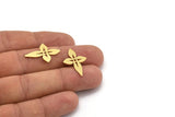 Brass Flower Charm, 12 Raw Brass Flower Charms, Earring Charms (25x17x0.60mm) A5083