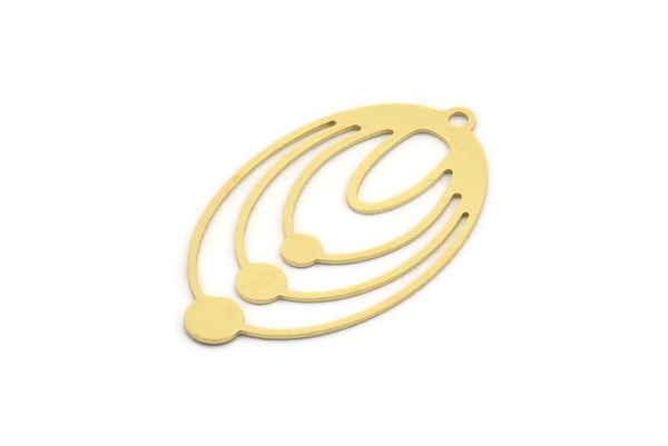 Pirinç Oval Charm, 1 Döngülü 8 Ham Pirinç Oval Charm, Küpe Charm'ları (40x23,5x0,60 mm) A5063