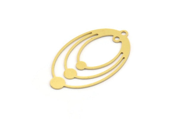 Pirinç Oval Charm, 2 Halkalı 8 Ham Pirinç Oval Charm, Küpe Charm'ları (40x23,5x0,60 mm) A5060