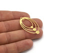 Pirinç Oval Charm, 2 Halkalı 8 Ham Pirinç Oval Charm, Küpe Charm'ları (40x23,5x0,60 mm) A5060