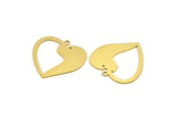 Brass Heart Charm, 8 Raw Brass Dog Patterned Heart Shaped Charms With 1 Loop (26x27x0.60mm) A5041