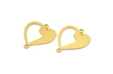 Pirinç Kalp Charm, 2 Döngülü 12 Ham Pirinç Köpek Desenli Kalp Şeklinde Charm, Bağlantı Parçaları (21x18,5x0,60 mm) A5043