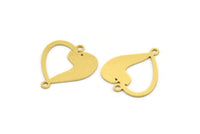 Pirinç Kalp Charm, 2 Döngülü 12 Ham Pirinç Köpek Desenli Kalp Şeklinde Charm, Bağlantı Parçaları (21x18,5x0,60 mm) A5043