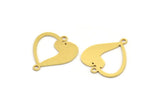Pirinç Kalp Charm, 2 Döngülü 12 Ham Pirinç Köpek Desenli Kalp Şeklinde Charm, Bağlantı Parçaları (21x18,5x0,60 mm) A5043
