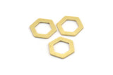 Pirinç Altıgen Charm, 50 Ham Pirinç Altıgen Halka, Bağlantı Elemanları (11x12,5x0,80 mm) A5080