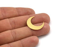Brass Moon Blank, 12 Raw Brass Crescent Moon Shaped Blanks, Findings (24x7x0.60mm) A5098