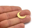 Brass Moon Blank, 12 Raw Brass Crescent Moon Shaped Blanks, Findings (21x6x0.60mm) A5097