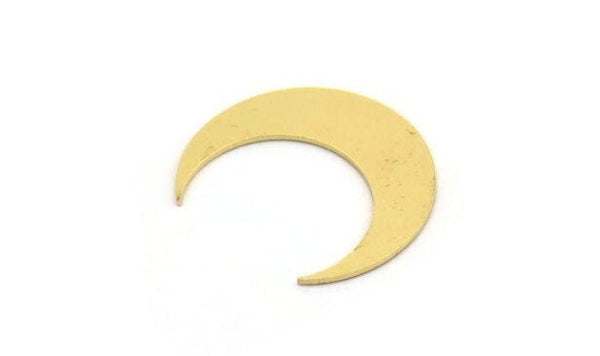 Brass Moon Blank, 12 Raw Brass Crescent Moon Shaped Blanks, Findings (21x6x0.60mm) A5097