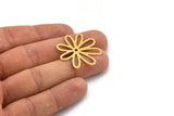 Brass Flower Charm, 8 Raw Brass Flower Charms With 1 Hole, Earring Findings (32x30x0.60mm) A5096