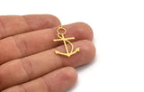 Brass Anchor Charm, 8 Raw Brass Anchor Shaped Charms With 1 Loop, Pendants, Earring Findings (30x18x0.60mm) A5131