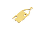 Brass House Charm, 12 Raw Brass House Shaped Charms With 1 Loop, Earrings, Findings (24x9x0.60mm) A5100