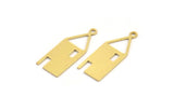Brass House Charm, 12 Raw Brass House Shaped Charms With 1 Loop, Earrings, Findings (24x9x0.60mm) A5100