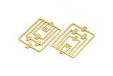 Brass Rectangle Charm, 8 Raw Brass Rectangle Charms With 1 Loop, Earrings, Pendants, Findings (37x25x0.60mm) A5090