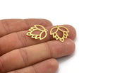 Brass Flower Charm, 12 Raw Brass Lotus Flower Charms With 1 Loop, Findings (22x19x0.60mm) A5120