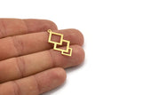 Brass Square Charm, 12 Raw Brass Square Charms With 1 Loop, Findings (32x16x0.60mm) A5123