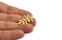 Brass Leaf Charm, 8 Raw Brass Branch Charms With 1 Loop, Charm Pendants (34x21x0.60mm) A5364