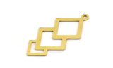 Brass Square Charm, 12 Raw Brass Square Charms With 1 Loop, Findings (32x16x0.60mm) A5123
