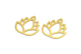 Brass Flower Charm, 8 Raw Brass Lotus Flower Charms, Findings (28x27x0.60mm) A5086