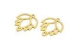 Brass Flower Charm, 12 Raw Brass Lotus Flower Charms With 1 Loop, Findings (22x19x0.60mm) A5120