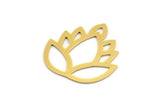 Brass Flower Charm, 8 Raw Brass Lotus Flower Charms, Findings (28x27x0.60mm) A5086