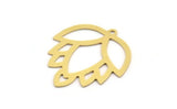 Brass Flower Charm, 8 Raw Brass Lotus Flower Charms With 1 Loop, Findings (30x27x0.60mm) A5122