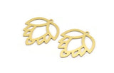Brass Flower Charm, 8 Raw Brass Lotus Flower Charms With 1 Loop, Findings (30x27x0.60mm) A5122