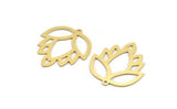 Brass Flower Charm, 8 Raw Brass Lotus Flower Charms With 1 Loop, Findings (30x27x0.60mm) A5122