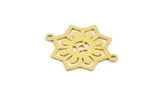 Brass Octagon Charm, 12 Raw Brass Octagon Patterned Connectors With 2 Loops, Earrings, Pendants, Charms Findings (24x20x0.60mm) A5130