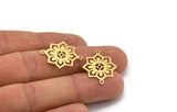 Brass Octagon Charm, 12 Raw Brass Octagon Patterned Connectors With 2 Loops, Earrings, Pendants, Charms Findings (24x20x0.60mm) A5130