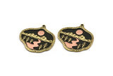 Brass Irregular Charm, Raw Brass And Copper Landscape Patterned Irregular Shape Charm With 1 Loop (36x36x1.5mm) N2163