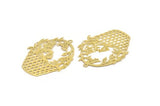 Brass Basket Charm, 4 Raw Brass Basket Shaped And Leaf Pattern Charms With 1 Loop, Charm Pendants (56x41x0.40mm) A5368