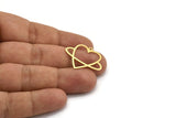 Brass Heart Charm, 24 Raw Brass Heart Shaped Charms With 1 Loop, Findings, Pendants (22x29x0.60mm) A5347