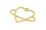 Brass Heart Charm, 24 Raw Brass Heart Shaped Charms With 1 Loop, Findings, Pendants (22x29x0.60mm) A5347