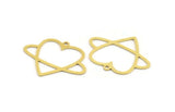Brass Heart Charm, 24 Raw Brass Heart Shaped Charms With 1 Loop, Findings, Pendants (22x29x0.60mm) A5347