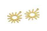 Brass Sun Charm, 24 Raw Brass Sun Charms With 1 Loop, Charm Pendants (22x18x0.60mm) A5346