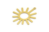 Brass Sun Charm, 8 Raw Brass Sun Charms With 1 Loop, Charm Pendants (34x29x0.60mm) A5357