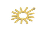 Brass Sun Charm, 12 Raw Brass Sun Charms With 1 Loop, Charm Pendants (28x24x0.60mm) A5348