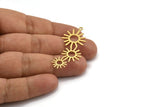 Brass Sun Charm, 8 Raw Brass Sun Charms With 1 Loop, Charm Pendants (46x20x0.60mm) A5344