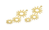 Brass Sun Charm, 8 Raw Brass Sun Charms With 1 Loop, Charm Pendants (46x20x0.60mm) A5344