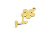 Brass Flower Charm, 12 Raw Brass Flower Shape Charms With 1 Loop, Charm Pendants (27x11x0.60mm) A5362