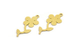 Brass Flower Charm, 12 Raw Brass Flower Shape Charms With 1 Loop, Charm Pendants (27x11x0.60mm) A5362