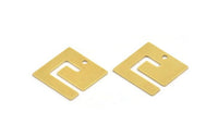 Brass Square Charm, 8 Raw Brass Square Charms With 1 Hole (17x17x0.60mm) A5359