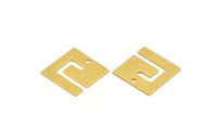 Brass Square Charm, 8 Raw Brass Square Charms With 1 Hole (17x17x0.60mm) A5359