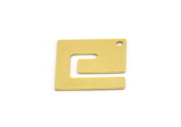 Brass Square Charm, 8 Raw Brass Square Charms With 1 Hole (17x17x0.60mm) A5358