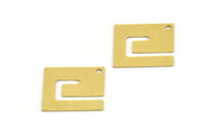 Brass Square Charm, 8 Raw Brass Square Charms With 1 Hole (17x17x0.60mm) A5358