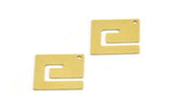 Brass Square Charm, 8 Raw Brass Square Charms With 1 Hole (17x17x0.60mm) A5358