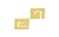 Brass Square Charm, 8 Raw Brass Square Charms With 1 Hole (17x17x0.60mm) A5358