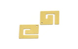 Brass Square Charm, 8 Raw Brass Square Charms With 1 Hole (17x17x0.60mm) A5358