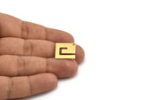 Brass Square Charm, 8 Raw Brass Square Charms With 1 Hole (17x17x0.60mm) A5358