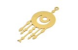 Brass Moon Charm, 6 Raw Brass Crescent Moon And Planet Shaped Charms With 1 Loop, Charm Findings (52x21x0.60mm) A5349